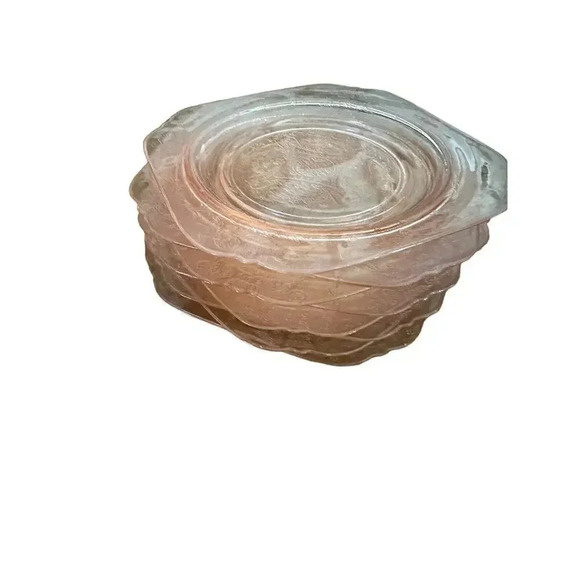 Vintage Pink Depression Glass Open Lace Divided Plate 7.5 Inch Lot of 8 - Picture 4 of 7